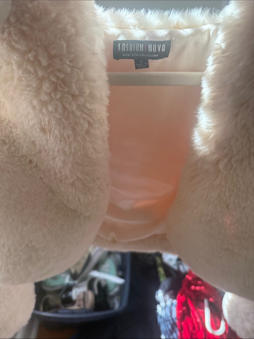 Fashion Nova Cream Faux Fur Shrug Bolero